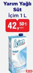 İÇİM YARIM YAĞLI SÜT 1 L fiyat ve kampanya bilgisi
